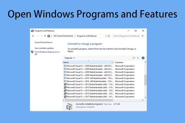 Ways to Open Windows Programs and Features